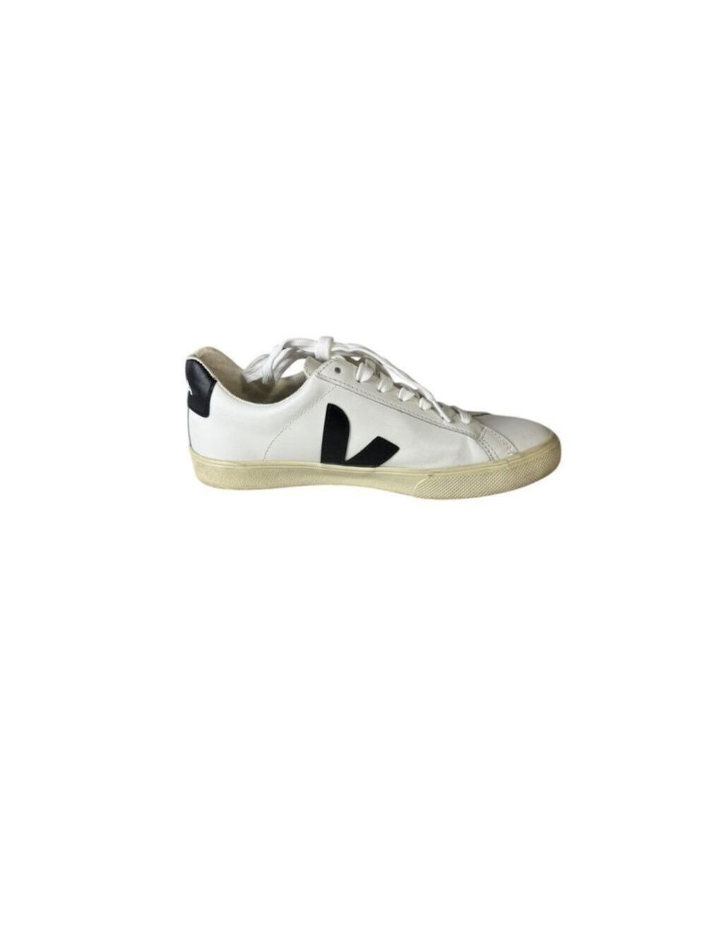 Women's Veja White Black Esplar Leather Sneakers Size 6 - Picture 3 of 8